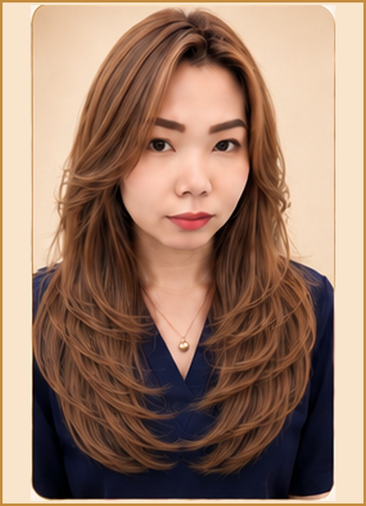 Face-Framing Layered Cut with Curtain Bangs, front view