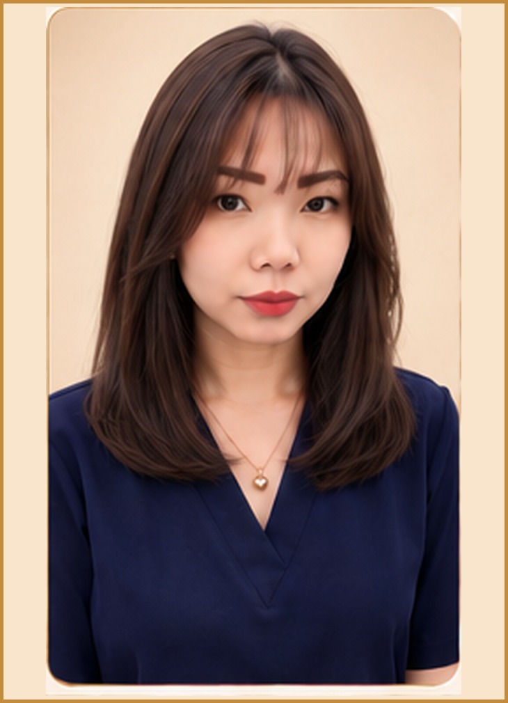 Korean See-Through Bangs + Medium Hair, front view