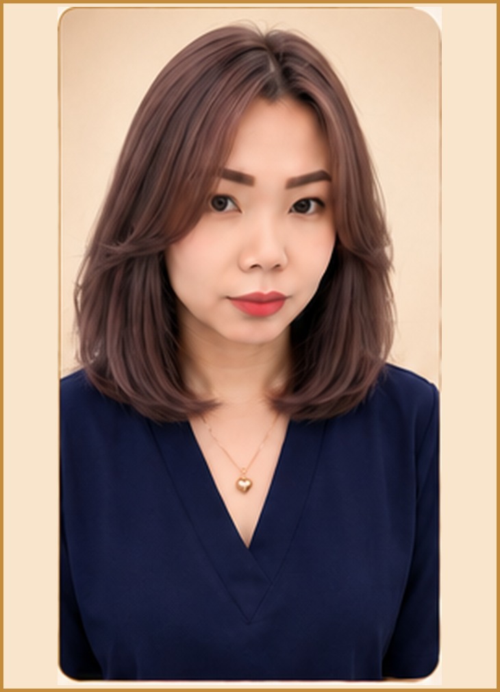 Shoulder Bob with Curtain Bangs, front view