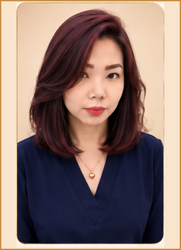 Cherry Cola Side-Swept Lob, front view