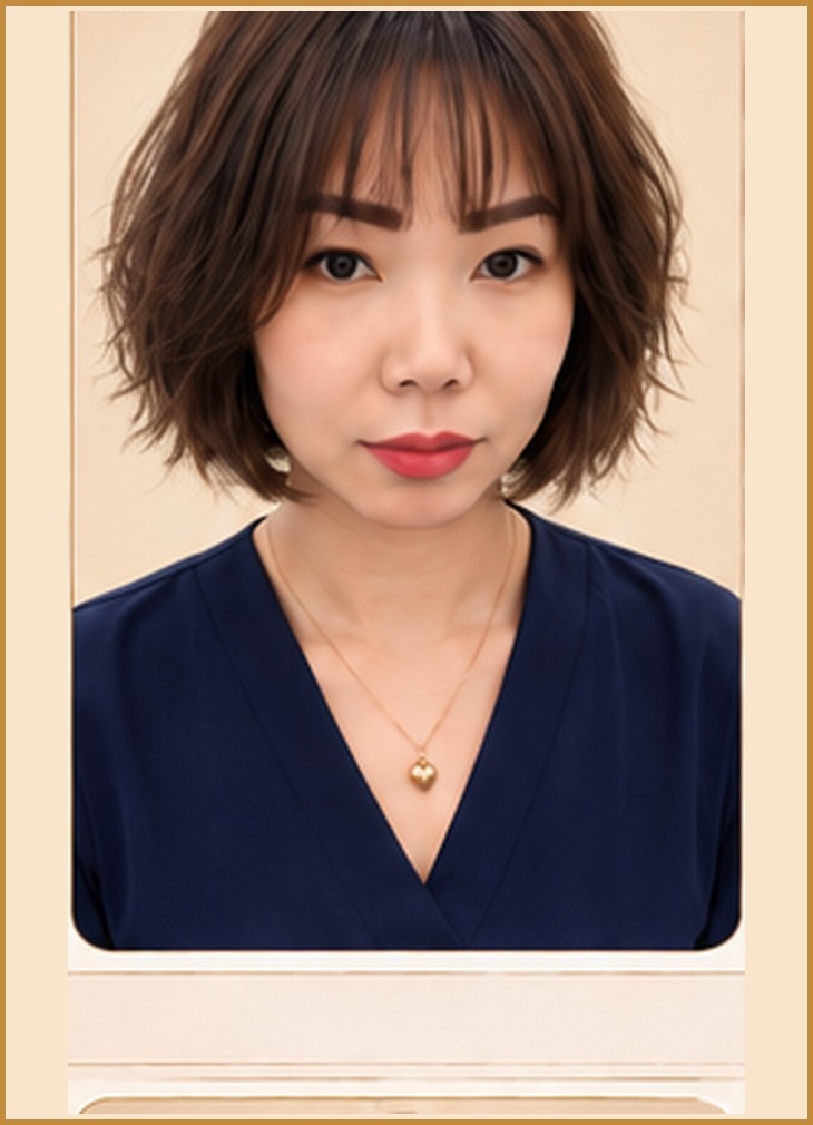 Textured French Bob with Bangs, front view