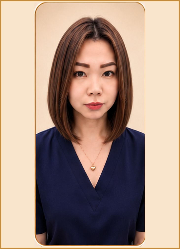 Tapered Lob With Center Part, front view